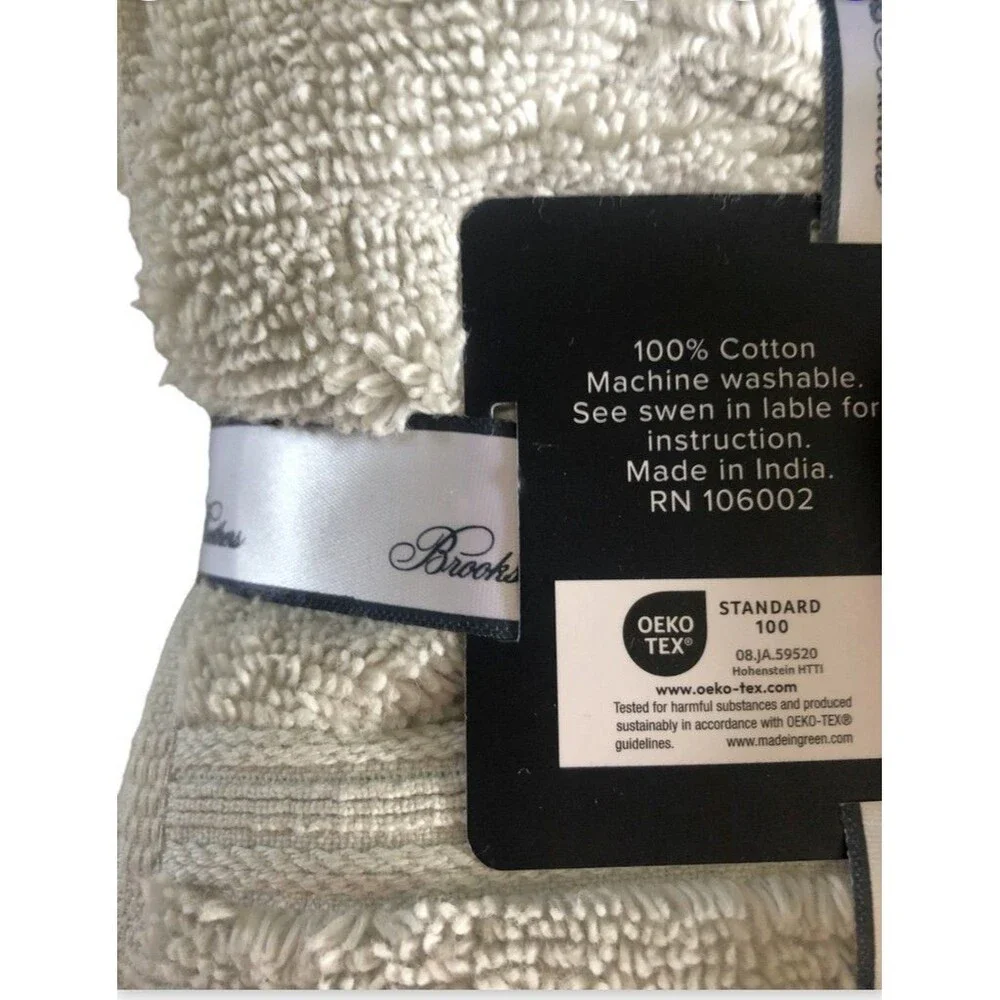 Brooks Brothers Washcloths Facecloths Light Gray Soft Cotton 13x13